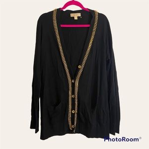 MICHAEL MICHAEL KORS GOLD CHAIN BLACK CARDIGAN